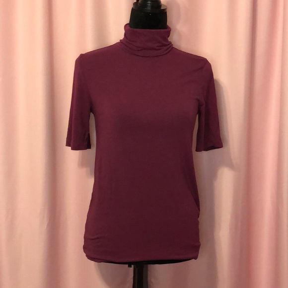 Banana Republic Tops - Banana Republic Burgundy Turtle Neck Short Sleeve Timeless Tee